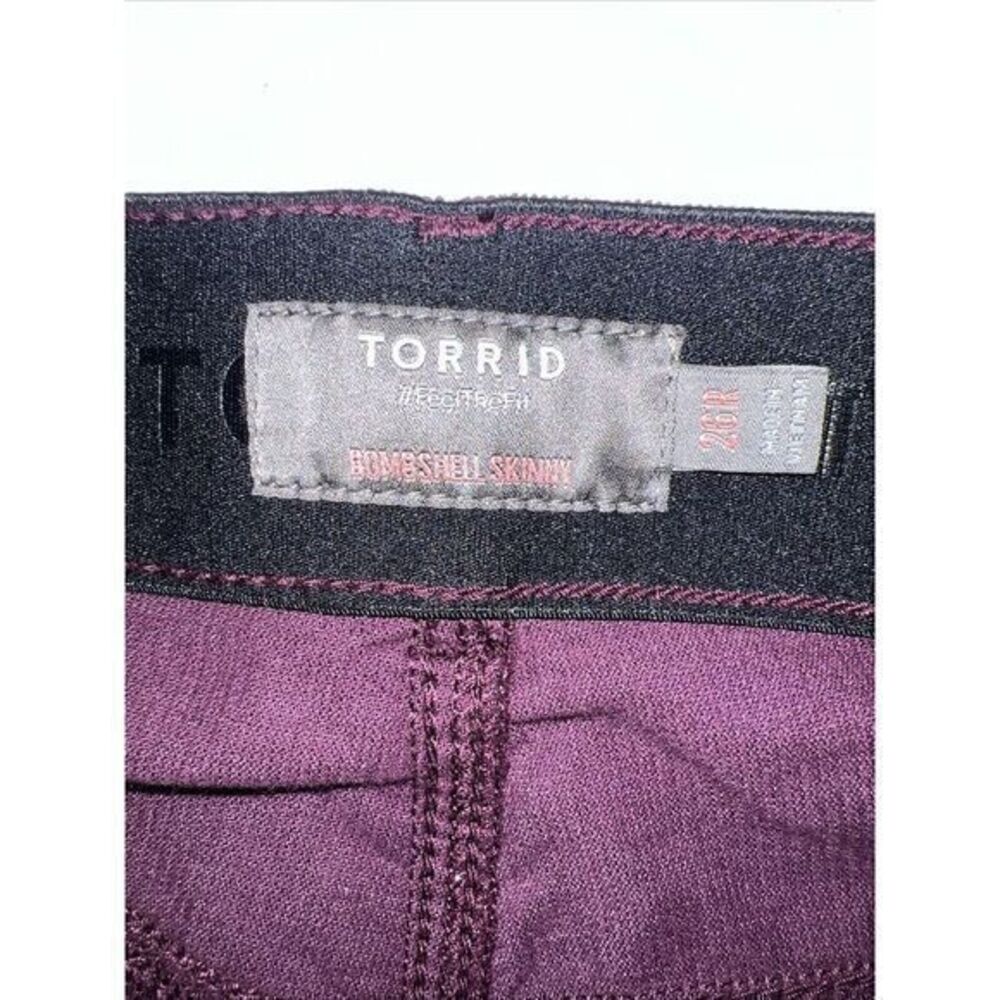 Torrid Bombshell Skinny Pants Women's 26R Purple Corduroy Stretch Waistband-New - Picture 9 of 11